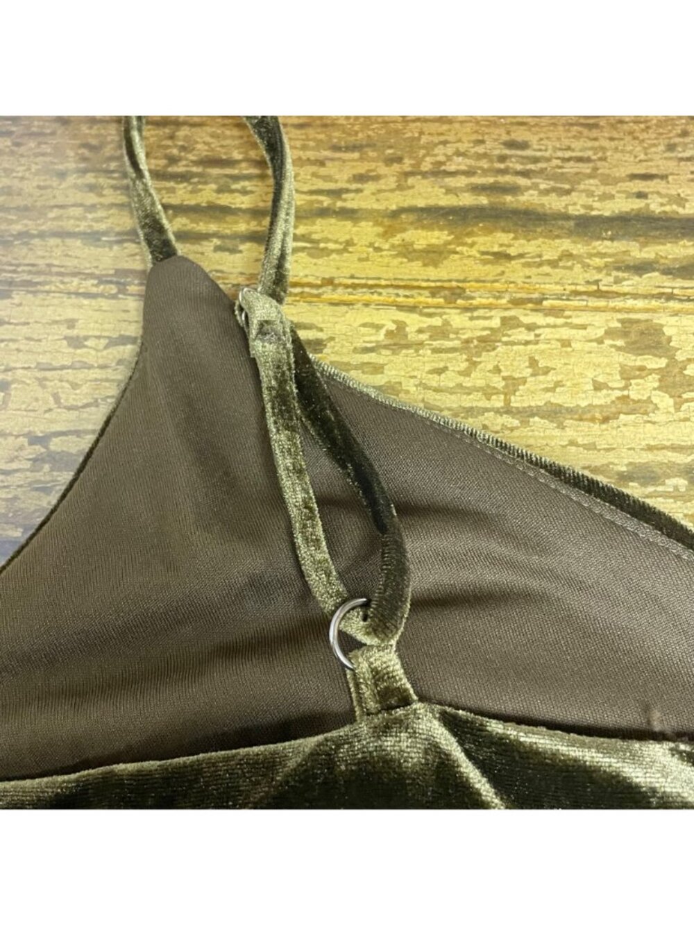 Taylor Velvet Midi Slip Dress Olive Green Sz LG (APPROX) Holiday Y2K Party - Picture 7 of 8